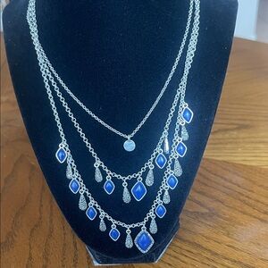 Elegant Blue and Silver Layered Necklace